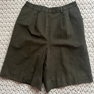 Vintage 90s Green Microfiber Bermuda Shorts Size Medium 10